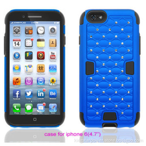 Crystal Diamond Hybrid Phone Case for iPhone 6 & iPhone 6 Plus, Rhinestone Studded, PC+SiliconeNew